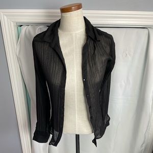 Sheer black button up shirt size M